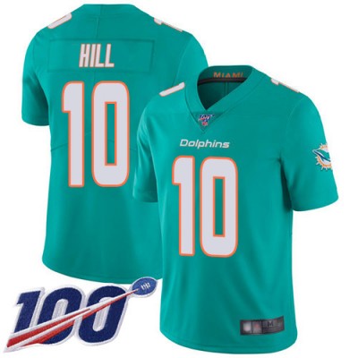 Nike Miami Dolphins #10 Tyreek Hill Aqua Green Team Color Men's Stitched NFL 100th Season Vapor Untouchable Limited Jersey Men's